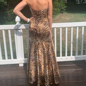 Cheetah print gown with corset lace up back